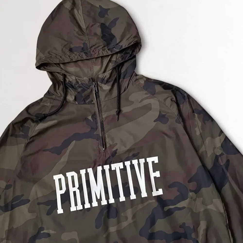 Primitive Camo Hooded Anorak 1/4 Zip Jacket Windbreaker M Gorpcore Skateboarding